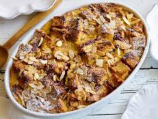 PANETTONE FRENCH TOAST CASSEROLE
Food Network Kitchen
Food Network
Butter, Panettone, Cherry Jam, Cream Cheese, HalfandHalf,
Eggs, Sugar, Vanilla Extract,
Cinnamon, Kosher Salt, Sliced Almonds, Confectioners’ Sugar