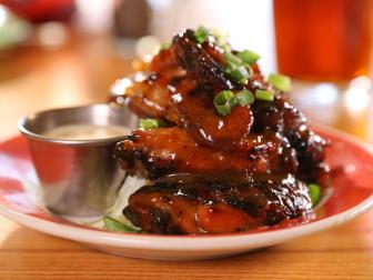 Banana Garlic Wings from Blue Eyed Crab in Cape Cod, MS as seen on Food Network's Diners, Drive-Ins and Dives episode DV2312.